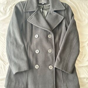 London Fog black Pea Coat Double-Breasted Wool Blend
